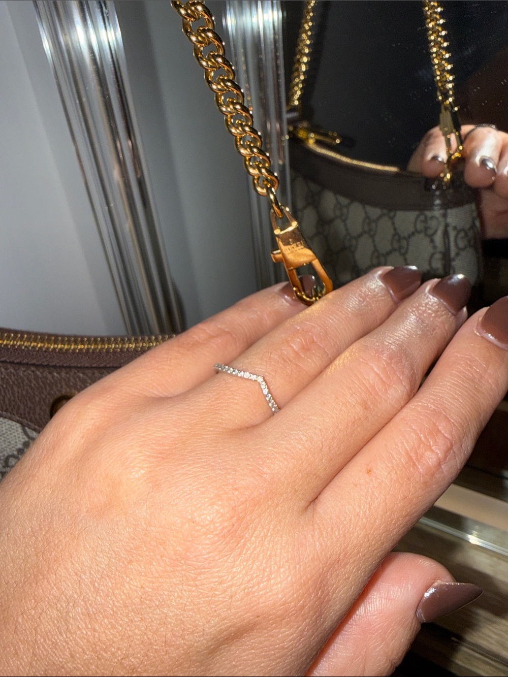 Delicate V-Shape Silver CZ Ring - Silver Pandora